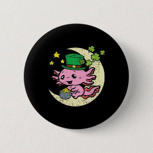 Chapa Redonda De 5 Cm Axolotl Leprechaun Gorra St Patricks Day Shamrock