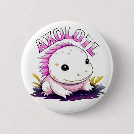 Chapa Redonda De 5 Cm Axolotl rosa y blanco personalizado