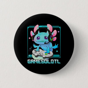 Chapa Redonda De 5 Cm Axolotl Videojugador Kawaii Pastel Gótico Lindo An