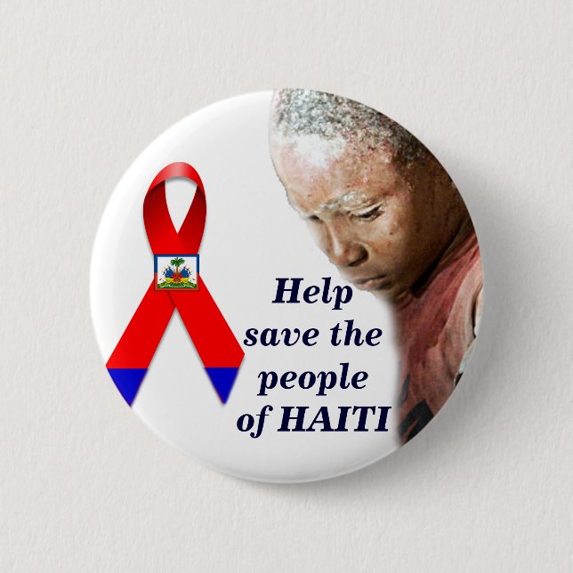 Chapa Redonda De 5 Cm Ayuda a Haiti_ Button (Anverso)