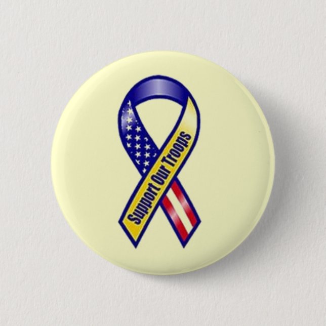 Chapa Redonda De 5 Cm Ayuda amarilla de la cinta nuestras tropas (Anverso)