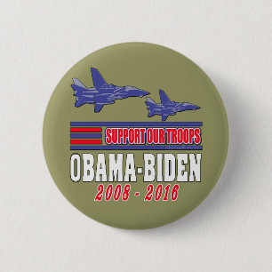 Chapa Redonda De 5 Cm Ayuda de Obama Biden nuestras tropas