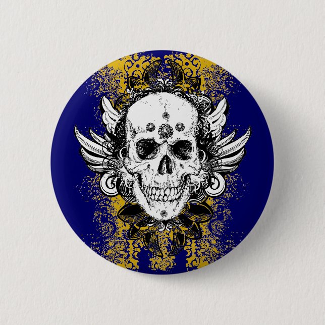 Chapa Redonda De 5 Cm Aztec-Skull (Anverso)