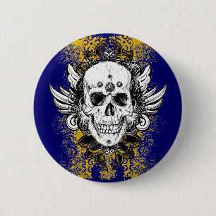 Chapa Redonda De 5 Cm Aztec-Skull