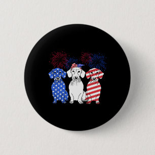 Chapa Redonda De 5 Cm Azul Blanco Rojo Dachshund Perro Bandera Estadouni
