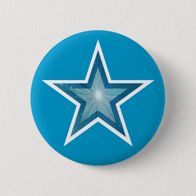 Chapa Redonda De 5 Cm azul de estrella azul (Anverso)