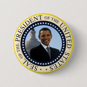 Chapa Redonda De 5 Cm Azul del sello de Obama