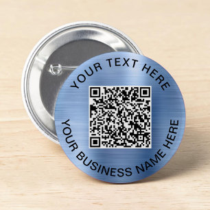Chapa Redonda De 5 Cm Azul promocional del código QR