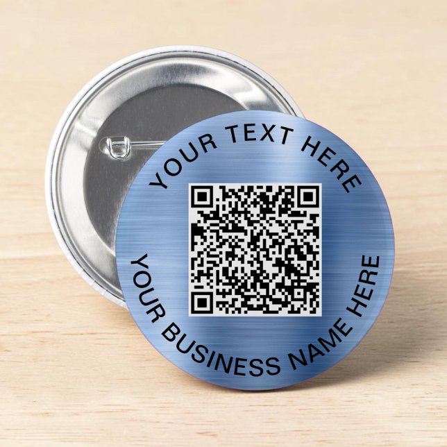 Chapa Redonda De 5 Cm Azul promocional del código QR (QR Code Promotional Blue Button)