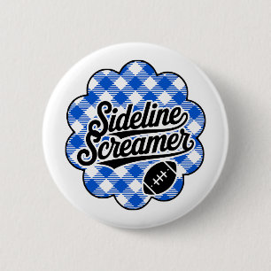Chapa Redonda De 5 Cm Azul Real Gingham Día de Fútbol Americano