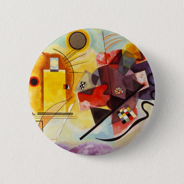 Chapa Redonda De 5 Cm Azul rojo amarillo de Kandinsky (Anverso)
