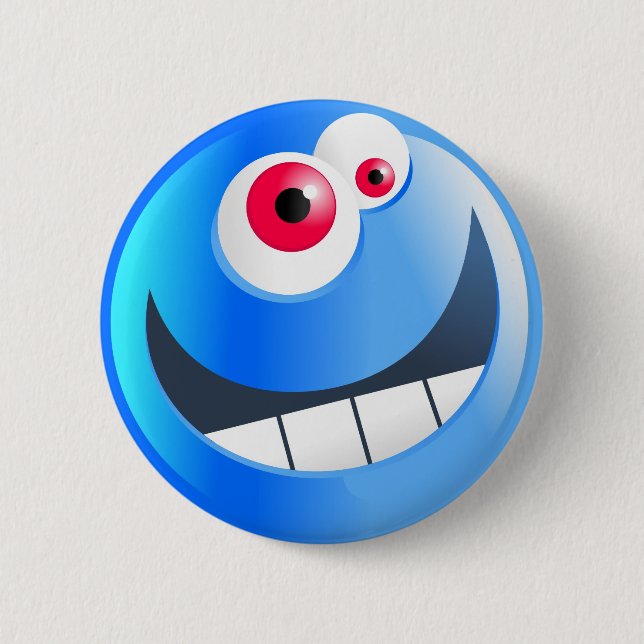 Chapa Redonda De 5 Cm azul-smilie (Anverso)