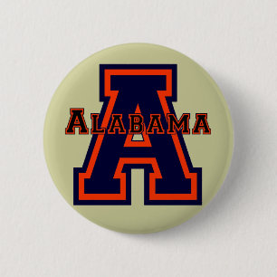 Chapa Redonda De 5 Cm Azul y naranja de Alabama "A"