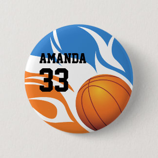 Chapa Redonda De 5 Cm Azul y naranja llameantes personalizados del