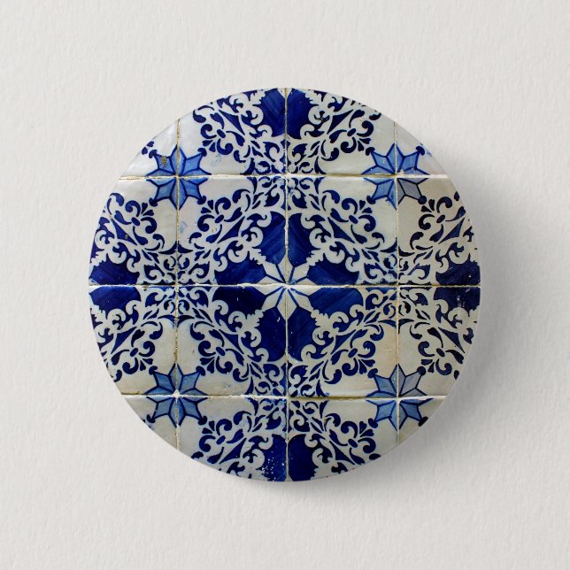 Chapa Redonda De 5 Cm Azulejos, Portuguese Tiles (Anverso)
