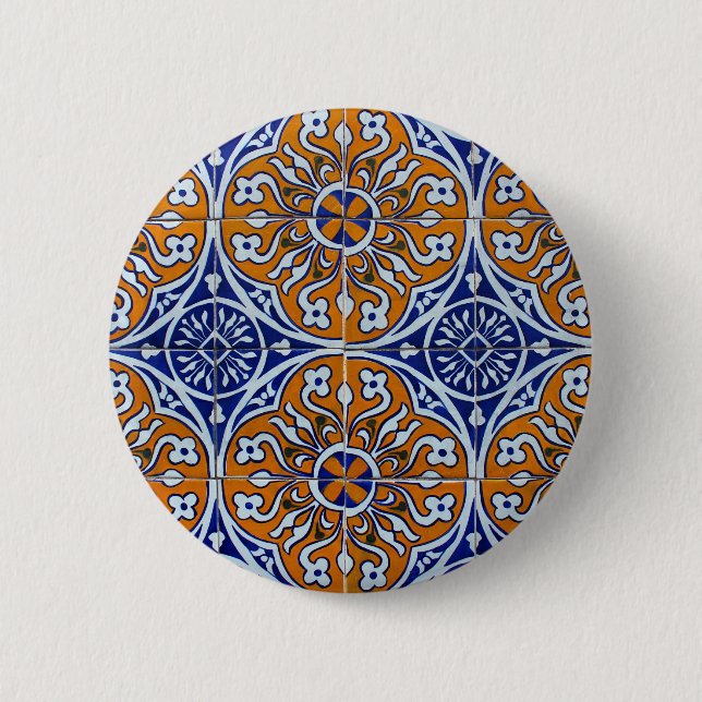 Chapa Redonda De 5 Cm Azulejos, Portuguese Tiles (Anverso)