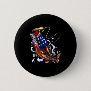 Chapa Redonda De 5 Cm B Pesca Pez Bandera Americana Papá Padre Cuatro De