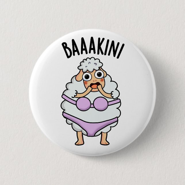 Chapa Redonda De 5 Cm Baa-kini Funny Bikini Pun (Anverso)