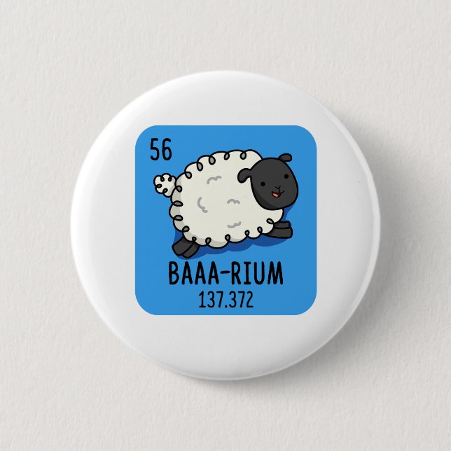 Chapa Redonda De 5 Cm Baa-rium Funny Sheep Chemistry Pun (Anverso)