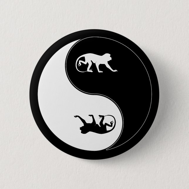 Chapa Redonda De 5 Cm Babuino de Yin Yang (Anverso)