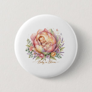 Chapa Redonda De 5 Cm Baby en flor Baby Shower 