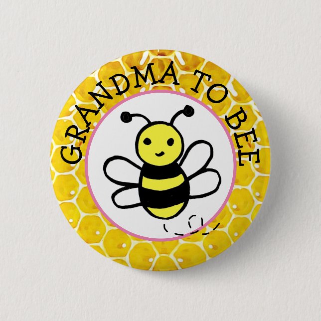 Chapa Redonda De 5 Cm Baby Shower de Abuela a Bee Boy (Anverso)