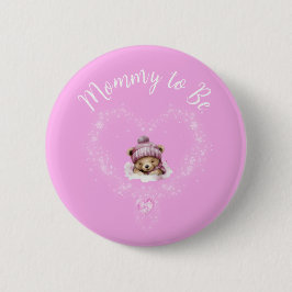 Chapa Redonda De 5 Cm Baby Shower De Oso De Teddy De Nieve Emocionada