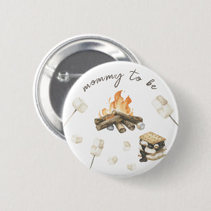Chapa Redonda De 5 Cm Baby Shower de S'more Acuarela - Mamá en camino 