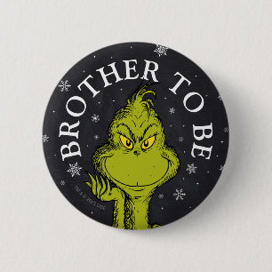 Chapa Redonda De 5 Cm Baby Shower del Grinch con Pizarra Hermano en Ca