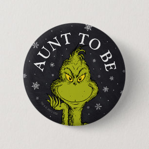 Chapa Redonda De 5 Cm Baby Shower del Grinch en Pizarra Tía a Punto de