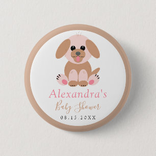 Chapa Redonda De 5 Cm Baby Shower Neutral Personalized Puppy