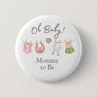 Chapa Redonda De 5 Cm Baby Shower Oh Baby! Button Clothesline