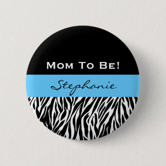 Chapa Redonda De 5 Cm Baby Shower para el estampado de zebra moderno del