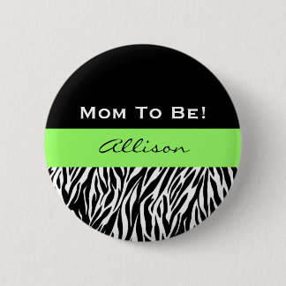 Chapa Redonda De 5 Cm Baby Shower para el estampado de zebra moderno V2
