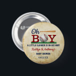 Chapa Redonda De 5 Cm Baby Shower Vintage Baseball Boys<br><div class="desc">Estos botones son perfectos para quien tenga una ducha de bebé este año. Este diseño es fácil de personalizar con la redacción de su evento especial y sus invitados estarán encantados cuando vean estos fabulosos botones de fiesta. Se pueden encontrar elementos coincidentes en la colección.</div>