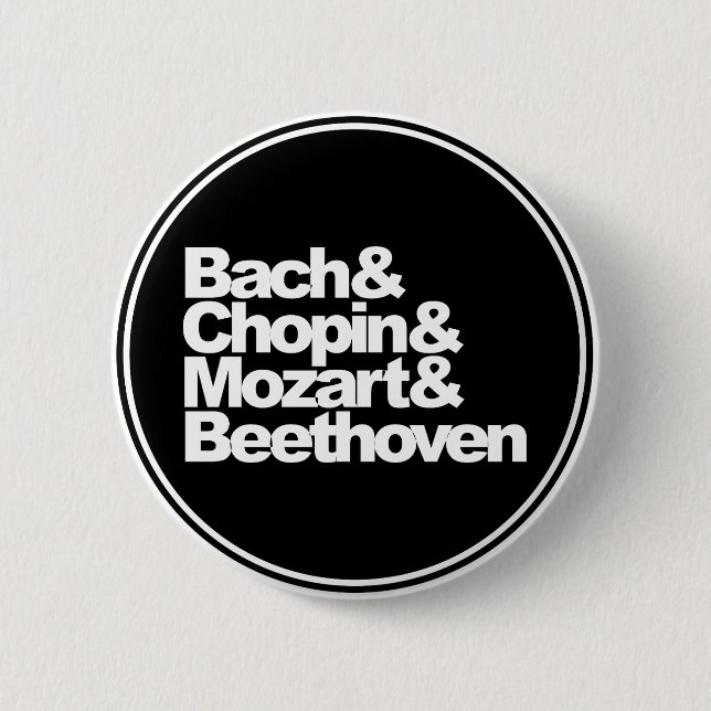 Chapa Redonda De 5 Cm Bach, Chopin, Mozart y Beethoven (Anverso)