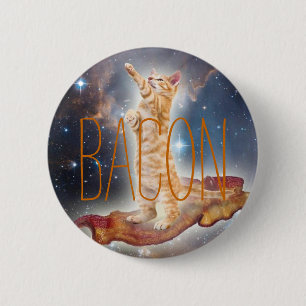 Chapa Redonda De 5 Cm Bacon Surfing Cat