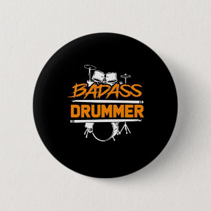 Chapa Redonda De 5 Cm Badass Drummer