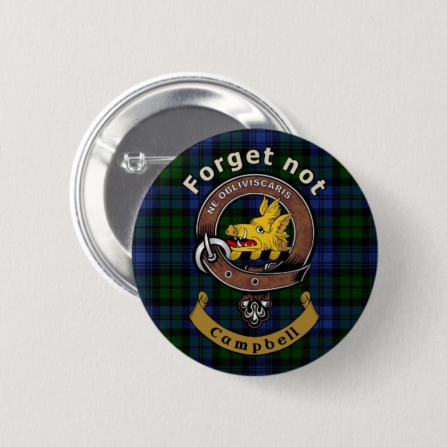 Chapa Redonda De 5 Cm Badge Campbell Clan y Tartán (Anverso y reverso)