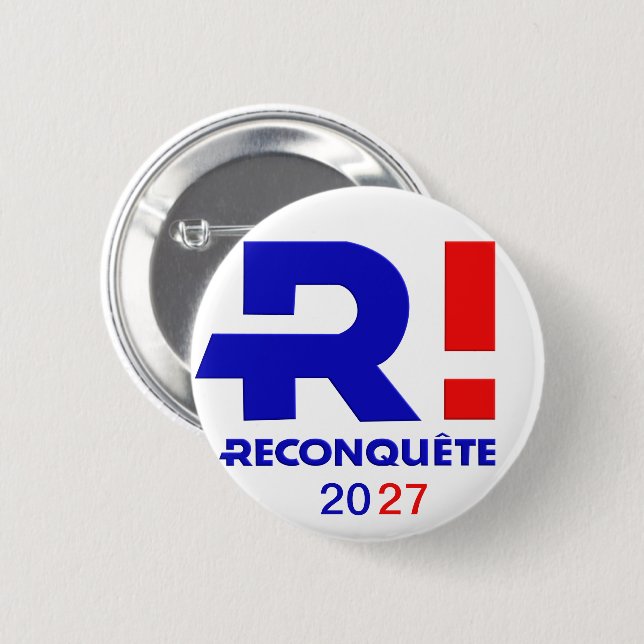 Chapa Redonda De 5 Cm Badge rond 57 mm, Reconquête 2027 (Anverso y reverso)