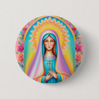 Chapa Redonda De 5 Cm Badge Sainte Vierge Marie
