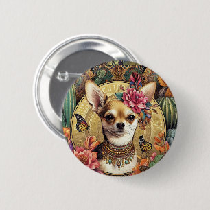 Chapa Redonda De 5 Cm Badge vintage Chihuahua Art Nouveau Style
