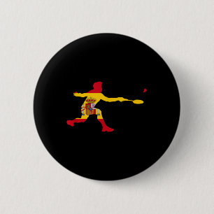 Chapa Redonda De 5 Cm Bádminton Bandera Española Raqueta Volante Hombre