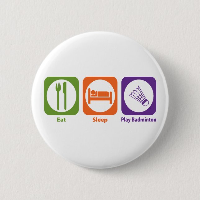 Chapa Redonda De 5 Cm Bádminton de Eat Sleep Play (Anverso)