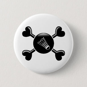 Chapa Redonda De 5 Cm Bádminton de la bandera pirata