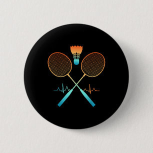 Chapa Redonda De 5 Cm Bádminton Retro Con Lanzadera Ritmo Cardíaco Ecg