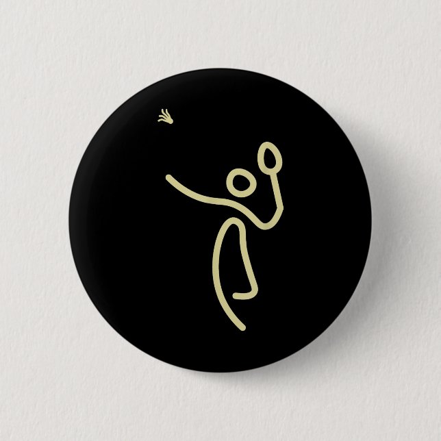 Chapa Redonda De 5 Cm Badminton Stick Man – Shuttle Gift Idea  (Anverso)