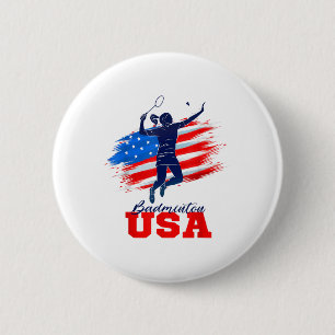 Chapa Redonda De 5 Cm Badminton Usa Equipo De Apoyo Estadounidense Bande