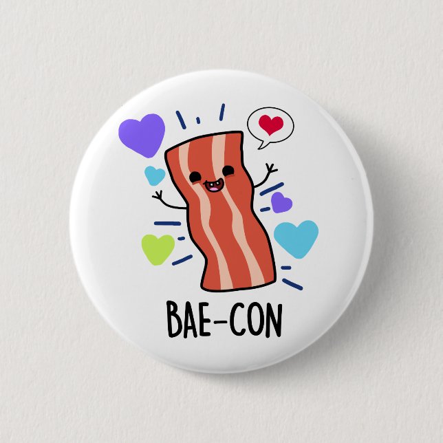 Chapa Redonda De 5 Cm Bae-con Funny Bacon Pun (Anverso)