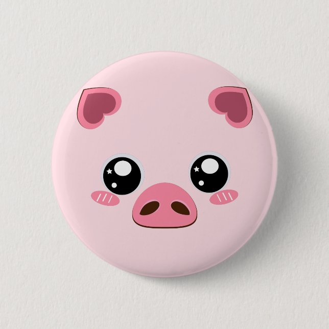 Chapa Redonda De 5 Cm Bage rosado lindo del cerdo (Anverso)